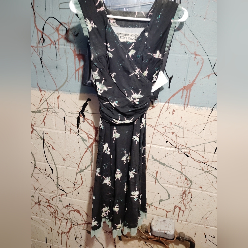 Effie's Heart Black and White Floral Midi Dress